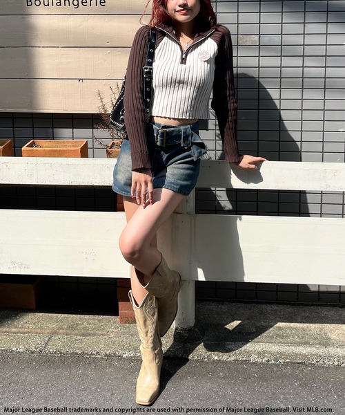 BACK TO THE FIELD ニット セーター 「MLB」サークルロゴハーフ