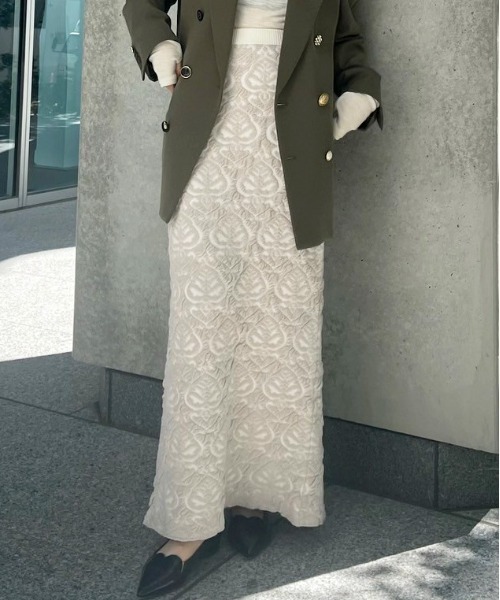 Ameri（アメリ） ロング スカート DAMASK REVERSIBLE KNIT SKIRT