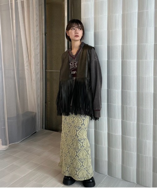 Ameri（アメリ） ロング スカート DAMASK REVERSIBLE KNIT SKIRT