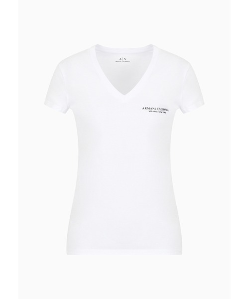 tシャツ 「A|X アルマーニ エクスチェンジ」「オンライン限定」AXロゴ 半袖VネックTシャツ/SLIM レディース ARMANI EXCHANGE tシャツ 「A|X アルマーニ エクスチェンジ