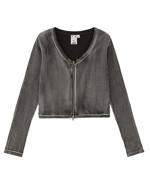 X-girl tシャツ FADED RIB ZIP UP COMPACT CARDIGAN レディース