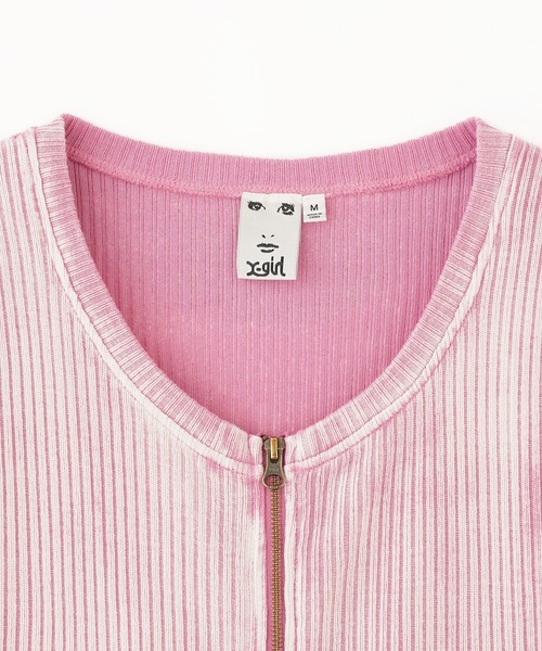 X-girl（エックスガール） tシャツ FADED RIB ZIP UP COMPACT CARDIGAN
