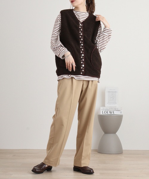 ベスト ジレ EMAGO コーヒー豆刺繍リバーシブルベスト レディース Emago ベスト ジレ EMAGO コーヒー豆刺繍リバーシブルベスト