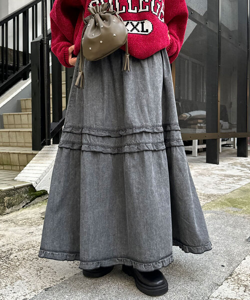 CIAOPANIC（チャオパニック） スカート ビンテージライク加工デニム