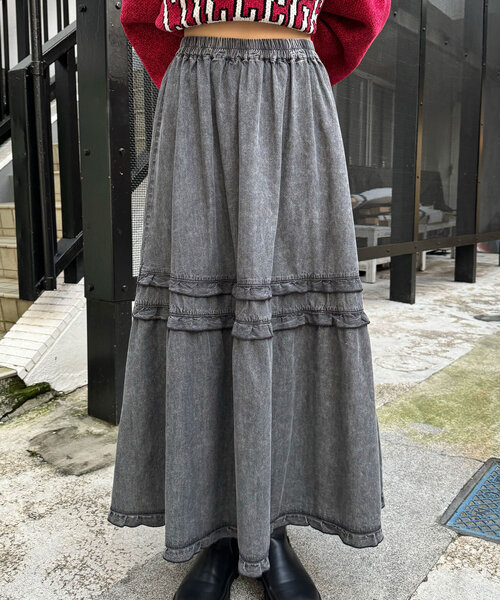 CIAOPANIC（チャオパニック） スカート ビンテージライク加工デニム