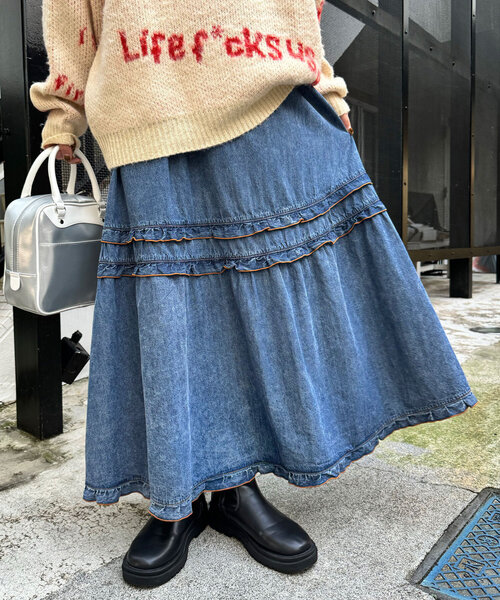 CIAOPANIC（チャオパニック） スカート ビンテージライク加工デニム