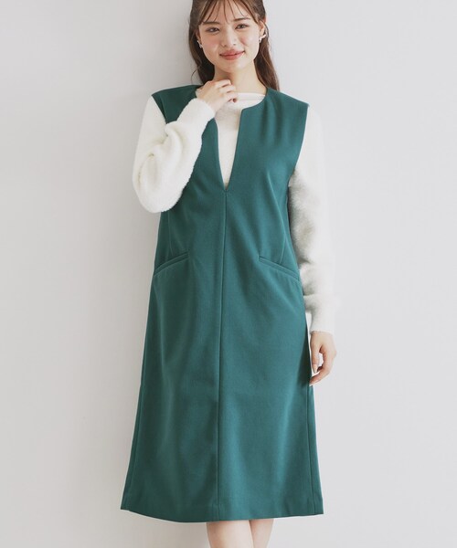 index（インデックス） ワンピース スリットネックジャンパースカート