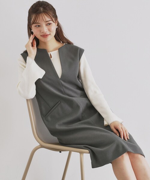 index（インデックス） ワンピース スリットネックジャンパースカート