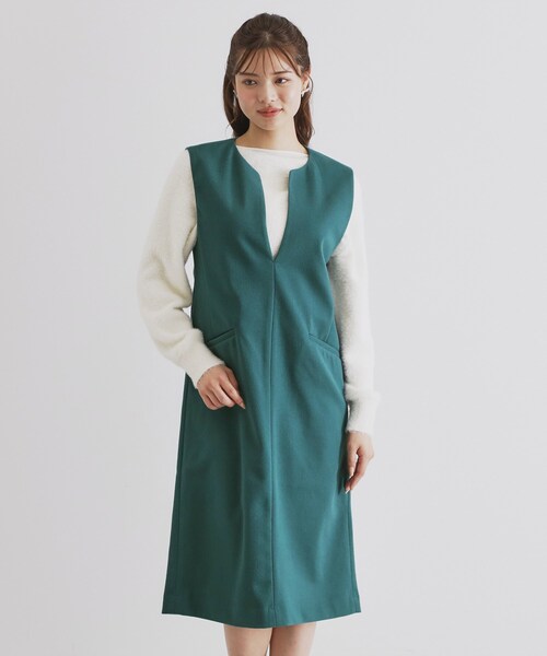 index（インデックス） ワンピース スリットネックジャンパースカート