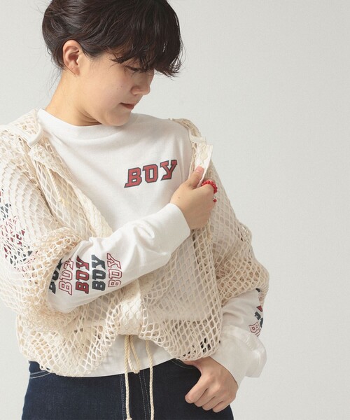 tシャツ ボーイ ロゴ ロング スリーブ レディース