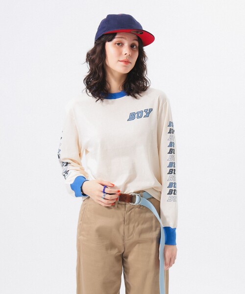 BEAMS BOY tシャツ ボーイ ロゴ ロング スリーブ レディース