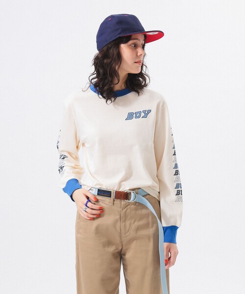 BEAMS BOY tシャツ ボーイ ロゴ ロング スリーブ レディース