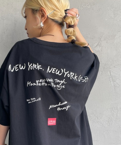 tシャツ 「MANHATTAN PORTAGE/マンハッタンポーテージ」 別注 ランダムロゴ バックプリントTシャツ レディース メンズ MANHATTAN PORTAGE/マンハッタンポーテージ] 別注 ランダムロゴ