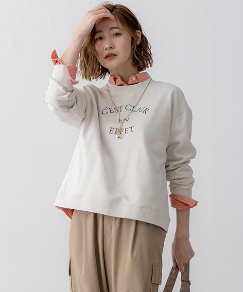 tシャツ 「洗える」コットンテリー ロゴ スウェット レディース 23区 tシャツ 「洗える」コットンテリー ロゴ スウェット