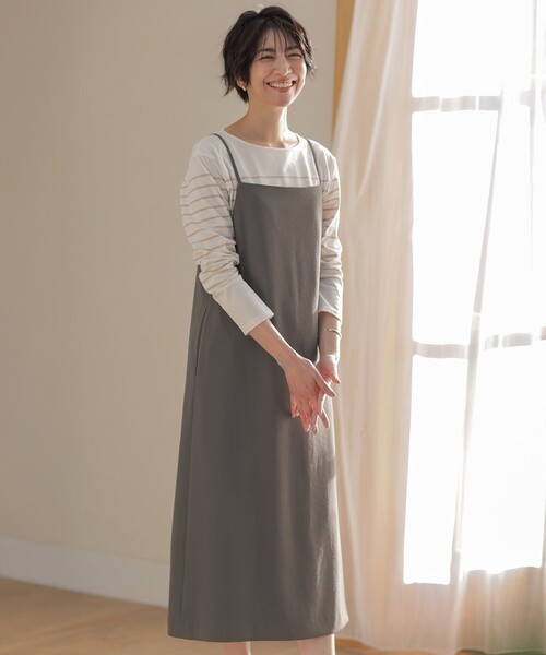 ワンピース 「洗える」バックサテンジョーゼット キャミワンピース