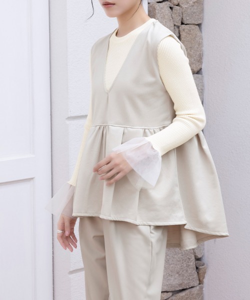 ベスト ジレ ペプラムシルエットベスト レディース : ZOZOTOWN Yahoo