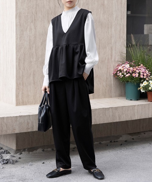 ベスト ジレ ペプラムシルエットベスト レディース : ZOZOTOWN Yahoo