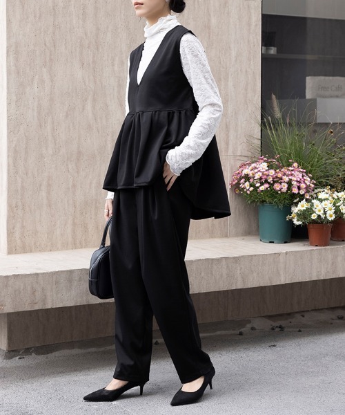ベスト ジレ ペプラムシルエットベスト レディース : ZOZOTOWN Yahoo
