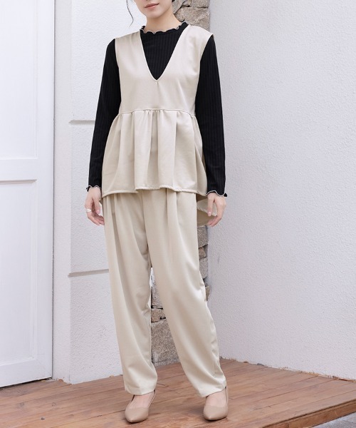 ベスト ジレ ペプラムシルエットベスト レディース : ZOZOTOWN Yahoo