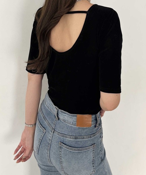 nelliy. tシャツ 半袖 バックオープンカットソー レディース