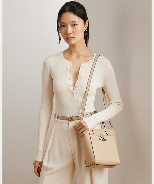 LAUREN RALPH トートバッグ ペブルド レザー スモール Cameryn