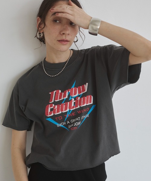 未使用T-Angie ANGIE tシャツ ヴィンテージライク カットオフ プリント Tシャツ