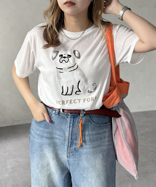 tシャツ シアー フロッキー Tシャツ レディース フロッキードットシアートップス（Tシャツ/カットソー）｜J1U by