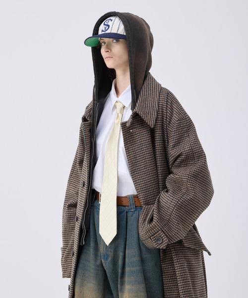 [soerte]ヘビーメルトンチェックシャギーコート サイズ2 Heavy Melton Check Shaggy Over Coat / ヘビーメルトンチェック