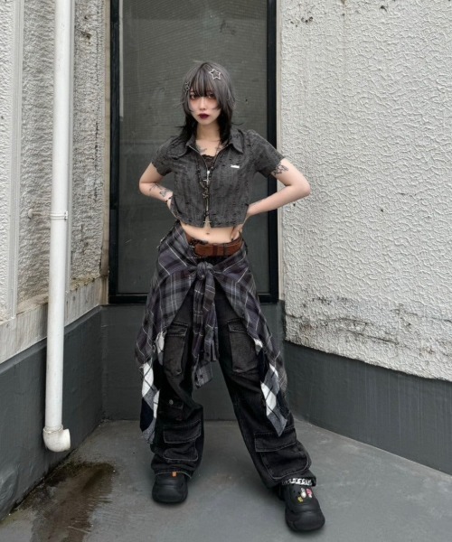 トップス KsG KsG tシャツ ダメージダブルジップポロトップス レディース