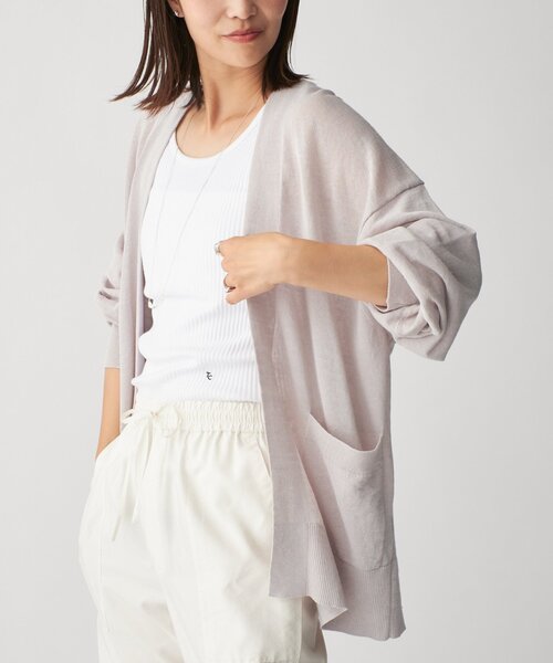 IENA 編みカーディガン VERMEIL par iena カーディガン Linen knit topper レディース