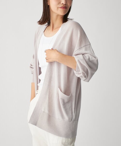 IENA 編みカーディガン VERMEIL par iena カーディガン Linen knit topper レディース