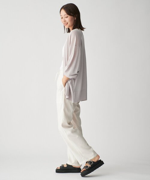 IENA 編みカーディガン VERMEIL par iena カーディガン Linen knit topper レディース