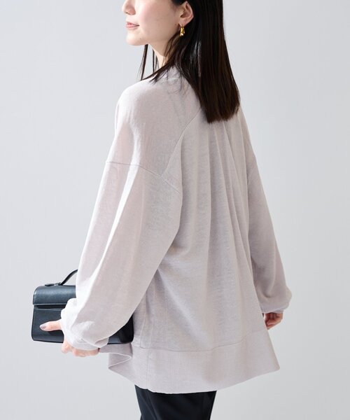 IENA 編みカーディガン VERMEIL par iena カーディガン Linen knit topper レディース