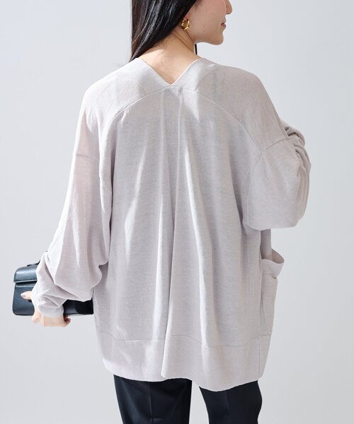 IENA 編みカーディガン VERMEIL par iena カーディガン Linen knit topper レディース