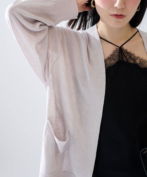 IENA 編みカーディガン VERMEIL par iena カーディガン Linen knit topper レディース