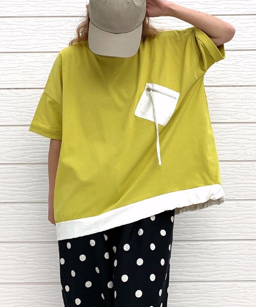 tシャツ 配色ポケットT レディース