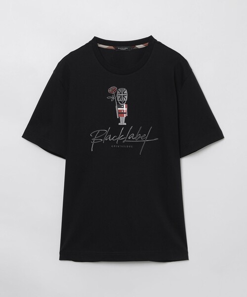 BLACKLABEL CRESTBRIDGE ビッグロゴ チェック ブラックT BLACK LABEL CRESTBRIDGE tシャツ ガーズマングラフィックT