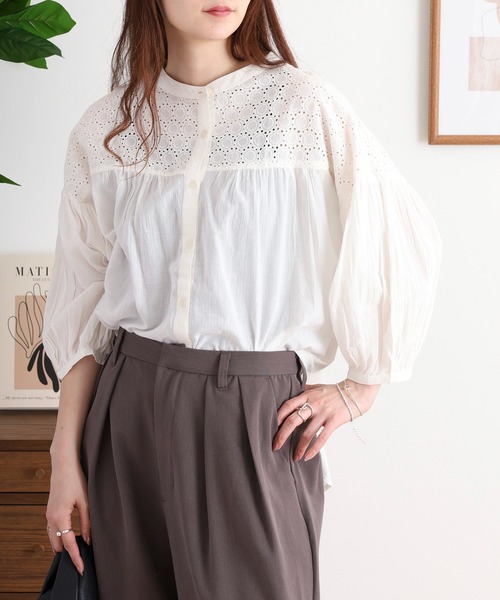 ブラウス シャツ シフリー刺繍ブラウス レディース