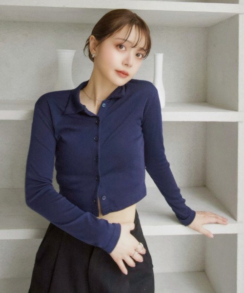 Ada. ポロシャツ ポロ 「Eclat one」襟付き ポロシャツ風 カーディガン