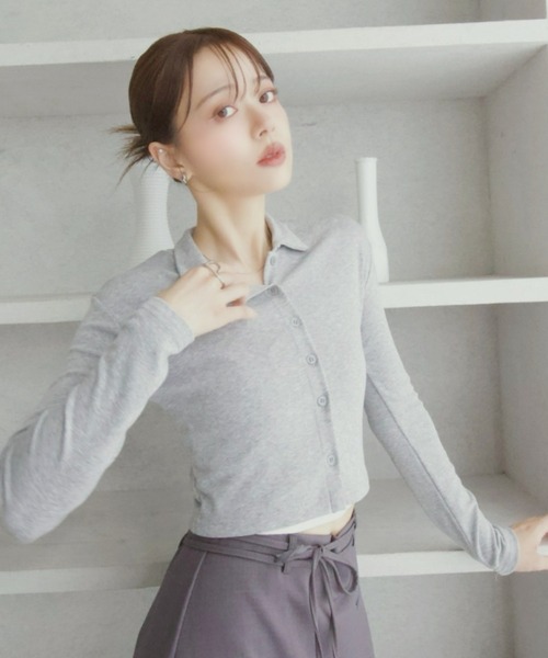 Ada. ポロシャツ ポロ 「Eclat one」襟付き ポロシャツ風 カーディガン