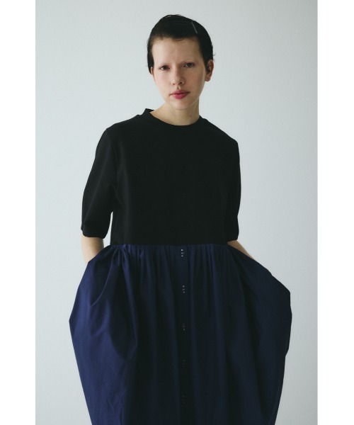 HeRIN.CYE ワンピース 半袖 Cut docking shirt dress カットドッキング