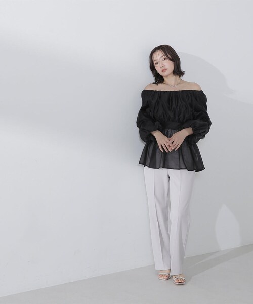 「NATURAL BEAUTY BASIC」 長袖チュニック MEDIUM ベージュ レディース