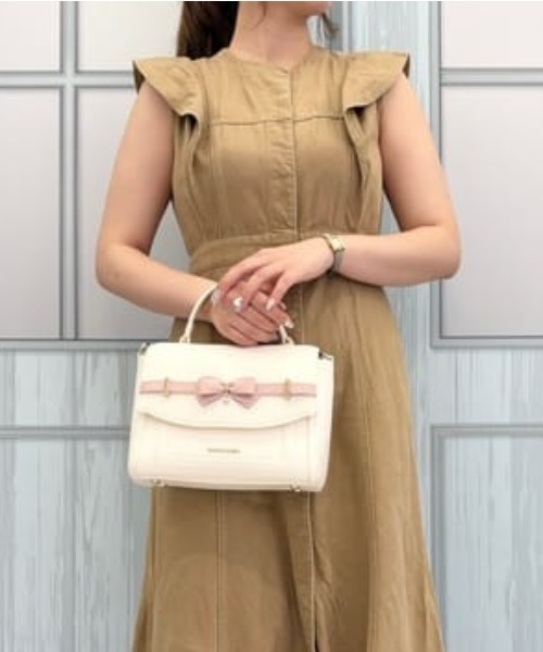 美品✨️Samantha Vega バイカラー　アクセントリボンショルダーバック バイカラーアクセントリボンショルダーバッグ(FREE ブラック