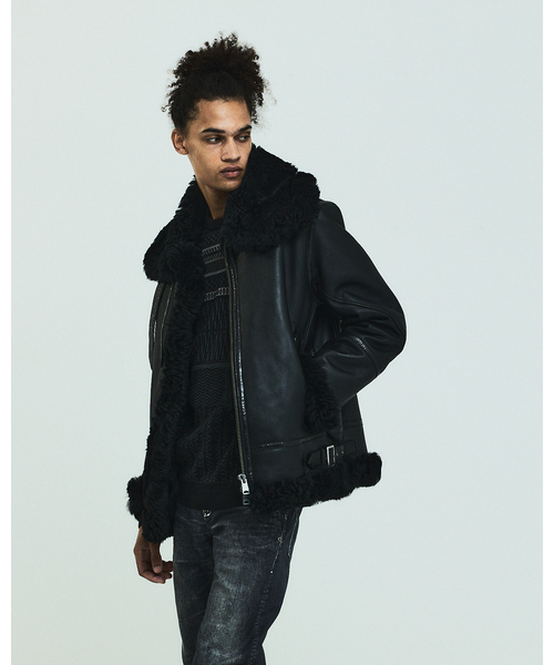 VITTORIO FORTI 48 ムートン レザーライダースジャケット 本革 VITTORIO FORTI 48 ムートン レザーライダースジャケット 本