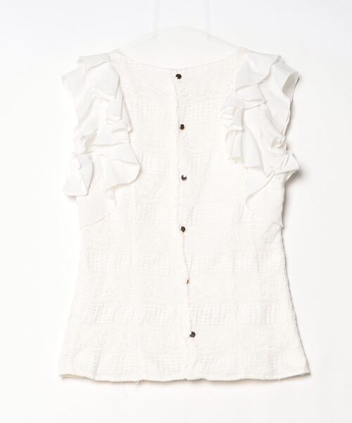 「Riccimie NEW YORK」 レースノースリーブブラウス M ホワイト レディース_画像2