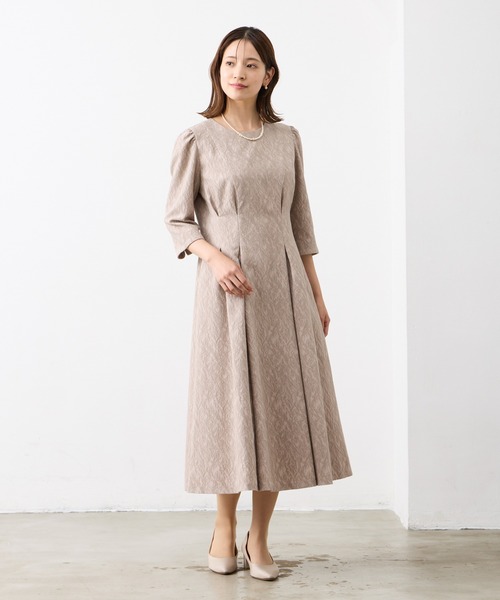 AIMER（エメ） ワンピース コートジャカード袖付きフレアワンピース