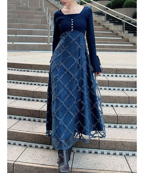 RESEXXY（リゼクシー） ワンピース ドッキングニットフレアワンピース