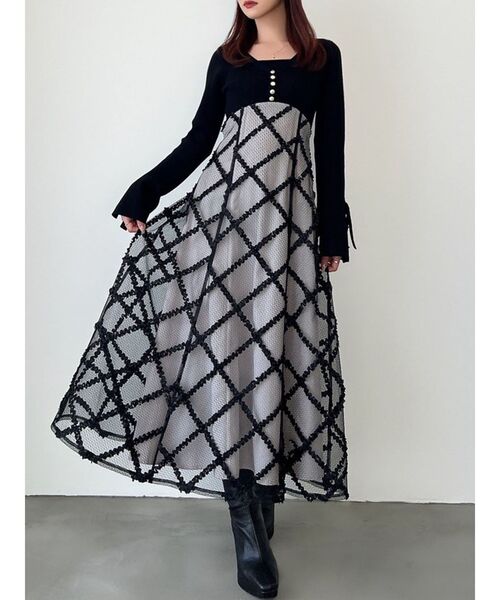 RESEXXY（リゼクシー） ワンピース ドッキングニットフレアワンピース