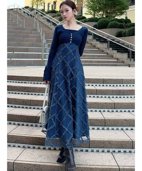 RESEXXY（リゼクシー） ワンピース ドッキングニットフレアワンピース