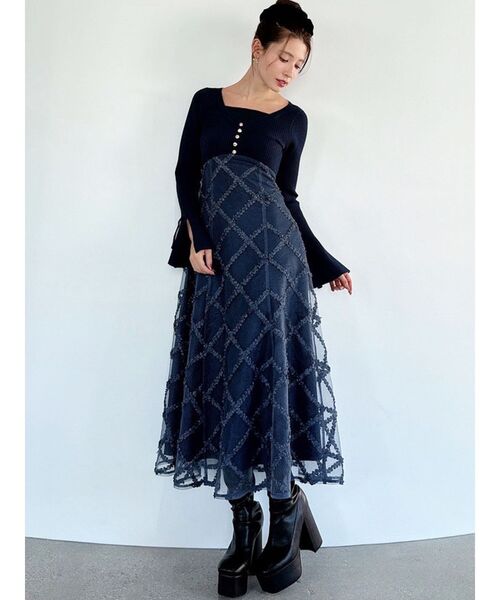 RESEXXY（リゼクシー） ワンピース ドッキングニットフレアワンピース